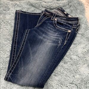 Miss Me Blue Boot Cut Jeans with Classic Fading